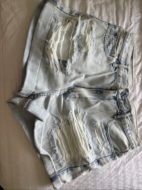 American Eagle Outfitters Light Wash Distressed Denim Shorts